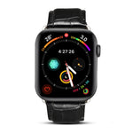 Denior Orologio in pelle di coccodrillo Cinturino in pelle di vacchetta per Apple Watch Serie 7 45 mm / 6 e SE e 5 e 4 44 mm / 3 e 2 e 1 42 mm