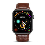 Denior Orologio in pelle di coccodrillo Cinturino in pelle di vacchetta per Apple Watch Serie 7 45 mm / 6 e SE e 5 e 4 44 mm / 3 e 2 e 1 42 mm