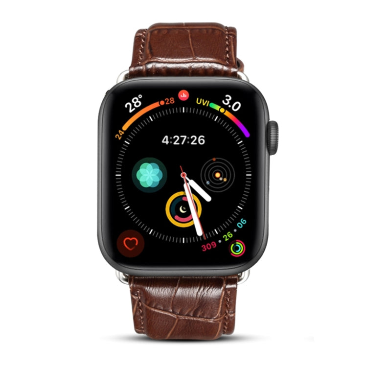 Denior Orologio in pelle di coccodrillo Cinturino in pelle di vacchetta per Apple Watch Serie 7 45 mm / 6 e SE e 5 e 4 44 mm / 3 e 2 e 1 42 mm