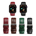 Denior Orologio in pelle di coccodrillo Cinturino in pelle di vacchetta per Apple Watch Serie 7 45 mm / 6 e SE e 5 e 4 44 mm / 3 e 2 e 1 42 mm