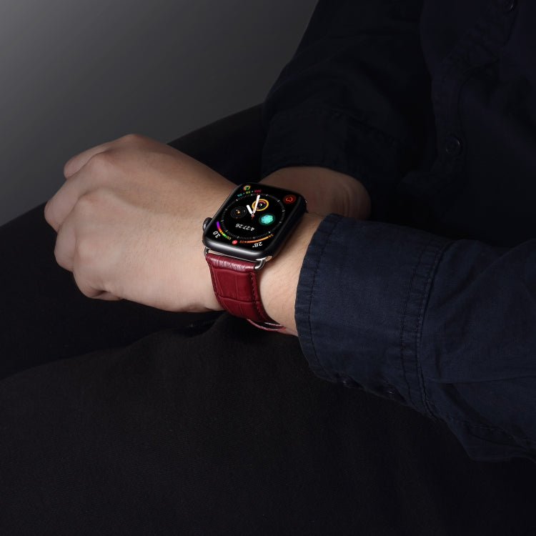 Denior cinturino in pelle di coccodrillo per orologio in pelle di vacchetta per Apple Watch serie 8 e 7 41 mm / SE 2 e 6 e SE e 5 e 4 40 mm / 3 e 2 e 1 38 mm