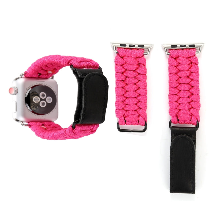 Magic Paste Cinturino per orologio in nylon con corda per ombrello in vera pelle e fibbia in acciaio inossidabile per Apple Watch serie 8 e 7 41 mm / SE 2 e 6 e SE e 5 e 4 40 mm / 3 e 2 e 1 38 mm, 7 41mm / 6&SE&5&4 40mm / 3&2&1 38mm