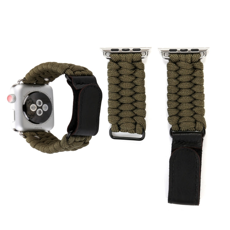 Magic Paste Cinturino per orologio in nylon con corda per ombrello in vera pelle e fibbia in acciaio inossidabile per Apple Watch serie 8 e 7 41 mm / SE 2 e 6 e SE e 5 e 4 40 mm / 3 e 2 e 1 38 mm, 7 41mm / 6&SE&5&4 40mm / 3&2&1 38mm