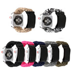 Magic Paste Cinturino per orologio in nylon con corda per ombrello in vera pelle e fibbia in acciaio inossidabile per Apple Watch serie 8 e 7 41 mm / SE 2 e 6 e SE e 5 e 4 40 mm / 3 e 2 e 1 38 mm, 7 41mm / 6&SE&5&4 40mm / 3&2&1 38mm