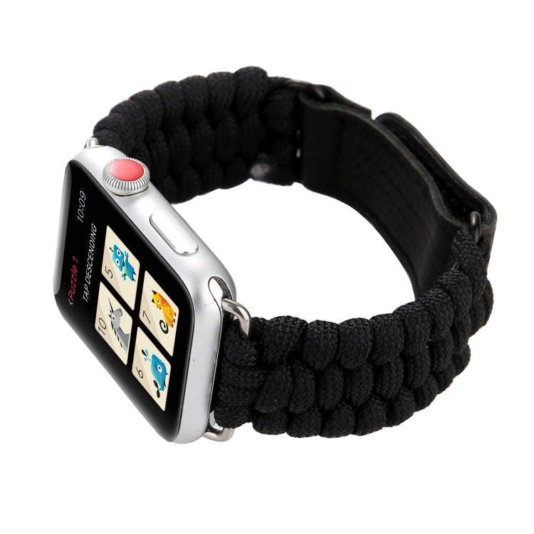 Magic Paste Cinturino per orologio in nylon con corda per ombrello in vera pelle con fibbia in acciaio inossidabile per Apple Watch Ultra 49 mm / Serie 8 e 7 45 mm / SE 2 e 6 e SE e 5 e 4 44 mm / 3 e 2 e 1 42 mm, 7 45mm / 6&SE&5&4 44mm / 3&2&1 42mm