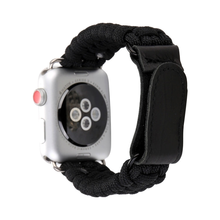 Magic Paste Cinturino per orologio in nylon con corda per ombrello in vera pelle con fibbia in acciaio inossidabile per Apple Watch Ultra 49 mm / Serie 8 e 7 45 mm / SE 2 e 6 e SE e 5 e 4 44 mm / 3 e 2 e 1 42 mm, 7 45mm / 6&SE&5&4 44mm / 3&2&1 42mm