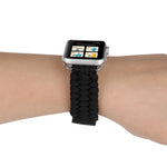 Magic Paste Cinturino per orologio in nylon con corda per ombrello in vera pelle con fibbia in acciaio inossidabile per Apple Watch Ultra 49 mm / Serie 8 e 7 45 mm / SE 2 e 6 e SE e 5 e 4 44 mm / 3 e 2 e 1 42 mm, 7 45mm / 6&SE&5&4 44mm / 3&2&1 42mm