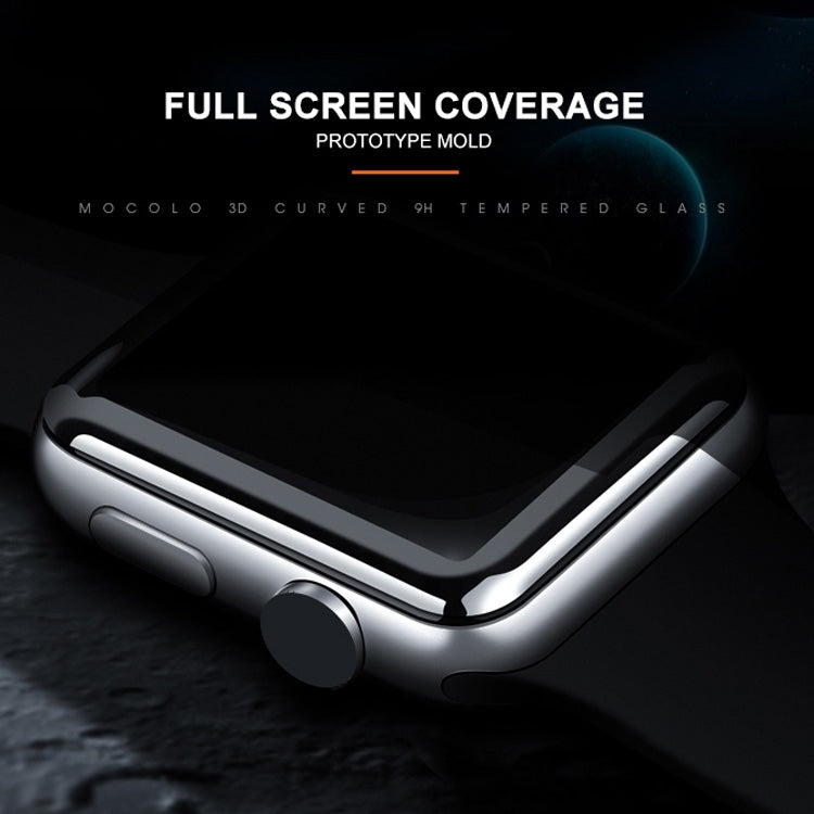 mocolo 0,33 mm 9H Pellicola in vetro temperato con colla completa e bordo arrotondato 3D per Apple Watch Series 4 44 mm, For Apple Watch Series 6 / 5 / 4 / Watch SE 44mm