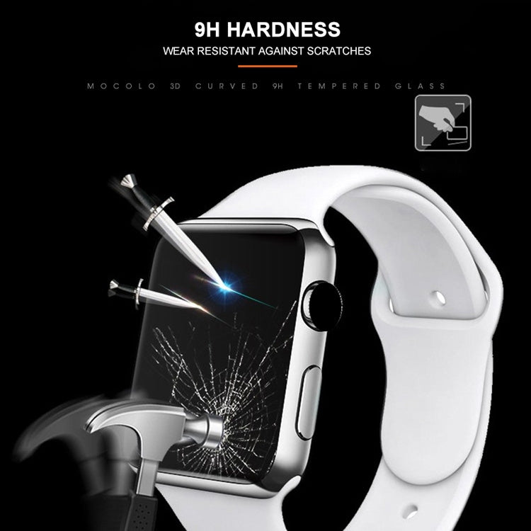 mocolo 0,33 mm 9H Pellicola in vetro temperato con colla completa e bordo arrotondato 3D per Apple Watch Series 4 44 mm, For Apple Watch Series 6 / 5 / 4 / Watch SE 44mm