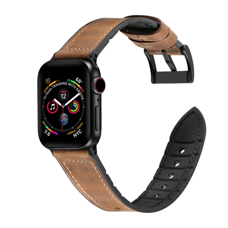 TPU con texture Crazy Horse + cinturino in acciaio inossidabile per Apple Watch serie 7 45 mm / 6 e SE e 5 e 4 44 mm / 3 e 2 e 1 42 mm, 44mm