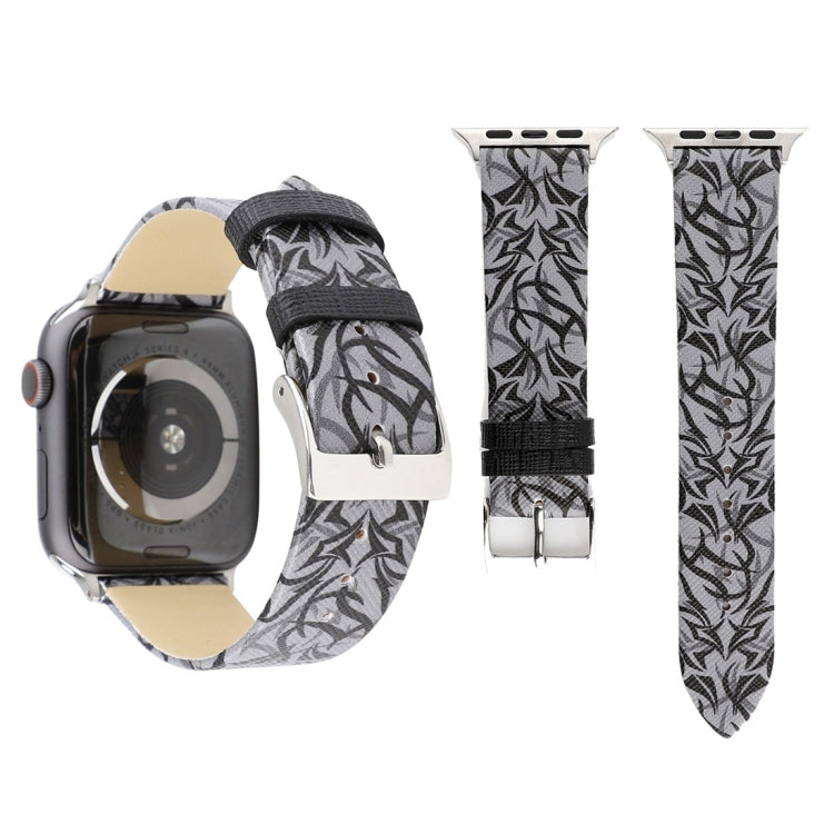 Cinturino per orologio in vera pelle con stampa spine per Apple Watch serie 8 e 7 41 mm / SE 2 e 6 e SE e 5 e 4 40 mm / 3 e 2 e 1 38 mm, 40mm