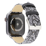 Cinturino per orologio in vera pelle con stampa spine per Apple Watch serie 8 e 7 41 mm / SE 2 e 6 e SE e 5 e 4 40 mm / 3 e 2 e 1 38 mm, 40mm