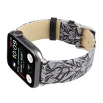 Cinturino per orologio in vera pelle con stampa spine per Apple Watch serie 8 e 7 41 mm / SE 2 e 6 e SE e 5 e 4 40 mm / 3 e 2 e 1 38 mm, 40mm