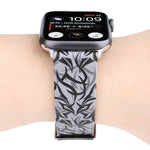 Cinturino per orologio in vera pelle con stampa spine per Apple Watch serie 8 e 7 41 mm / SE 2 e 6 e SE e 5 e 4 40 mm / 3 e 2 e 1 38 mm, 40mm