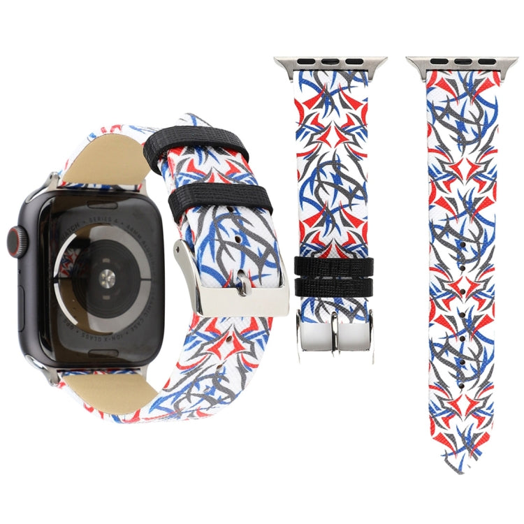 Cinturino per orologio in vera pelle con stampa spine per Apple Watch serie 8 e 7 41 mm / SE 2 e 6 e SE e 5 e 4 40 mm / 3 e 2 e 1 38 mm, 40mm