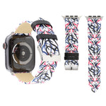Cinturino per orologio in vera pelle con stampa spine per Apple Watch serie 8 e 7 41 mm / SE 2 e 6 e SE e 5 e 4 40 mm / 3 e 2 e 1 38 mm, 40mm