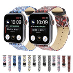 Cinturino per orologio in vera pelle con stampa spine per Apple Watch serie 8 e 7 41 mm / SE 2 e 6 e SE e 5 e 4 40 mm / 3 e 2 e 1 38 mm, 40mm