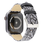Cinturino per orologio in vera pelle con stampa spine per Apple Watch Ultra 49 mm / Serie 8 e 7 45 mm / SE 2 e 6 e SE e 5 e 4 44 mm / 3 e 2 e 1 42 mm, 44mm