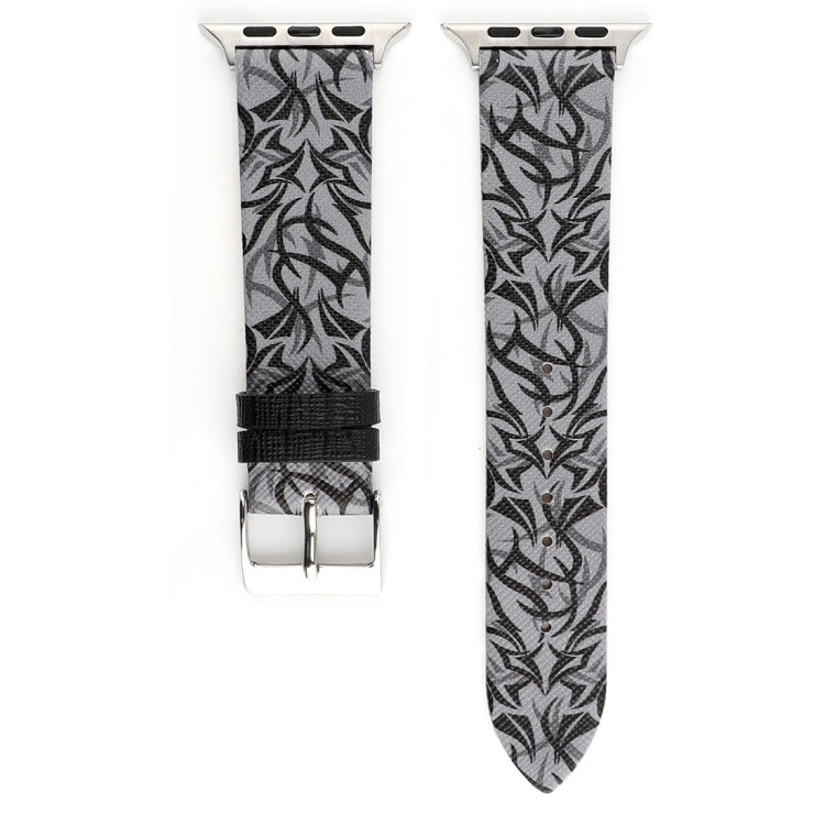 Cinturino per orologio in vera pelle con stampa spine per Apple Watch Ultra 49 mm / Serie 8 e 7 45 mm / SE 2 e 6 e SE e 5 e 4 44 mm / 3 e 2 e 1 42 mm, 44mm