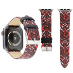Cinturino per orologio in vera pelle con stampa spine per Apple Watch Ultra 49 mm / Serie 8 e 7 45 mm / SE 2 e 6 e SE e 5 e 4 44 mm / 3 e 2 e 1 42 mm, 44mm