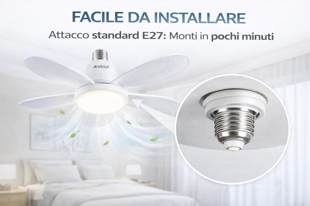 Lampada ventilatore LED 40W E27 Andowl Q-FS360 con telecomando Q-FS360 B5672