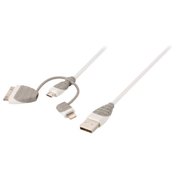 3-in-1 Sync and Charge Cable USB-A Male - Micro B Male 1.00 m White + 30-Pin Dock Adapter / Lightning Adapter