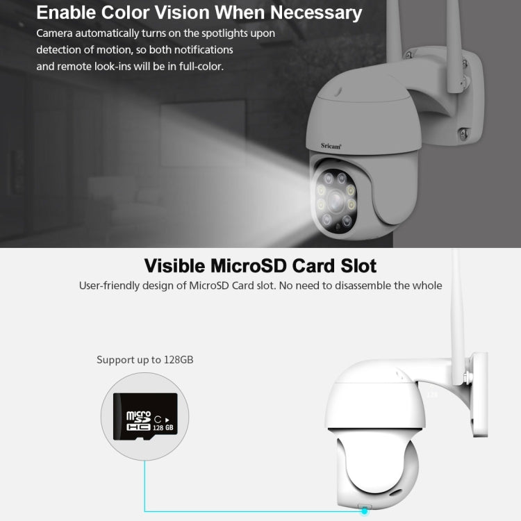 Sricam SP028 Telecamera PTZ per esterni HD 1080P con audio