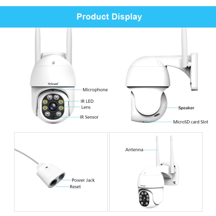 Sricam SP028 Telecamera PTZ per esterni HD 1080P con audio