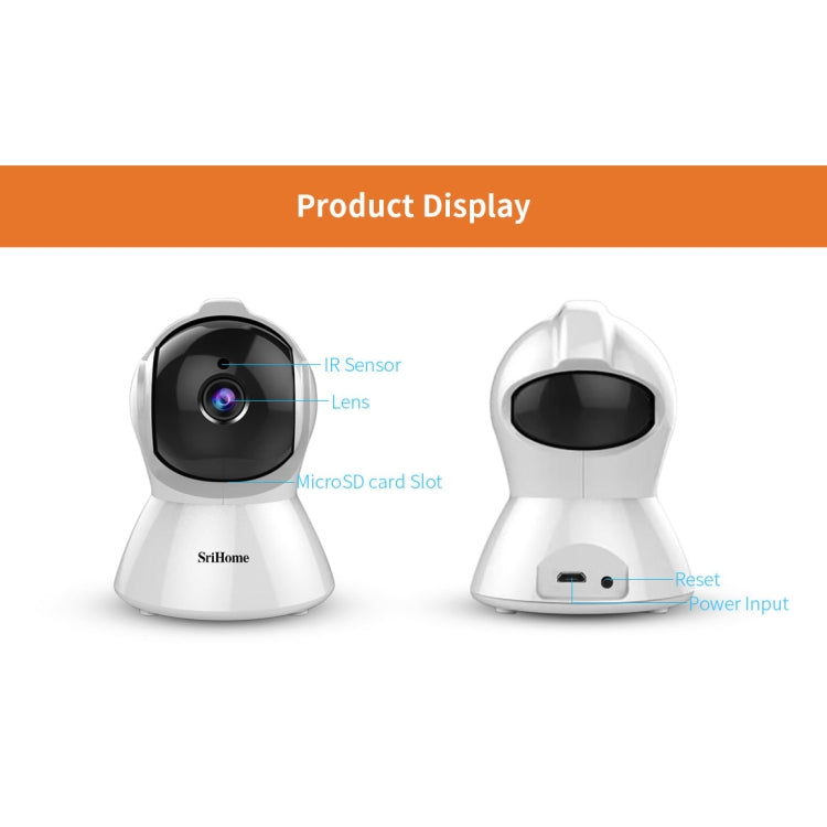 SriHome SH025 Telecamera IP con tracciamento automatico 1080P HD AI da 2,0 milioni di pixel, supporto audio bidirezionale / tracciamento del movimento / rilevamento umanoide / visione notturna / scheda TF, presa AU, SH025