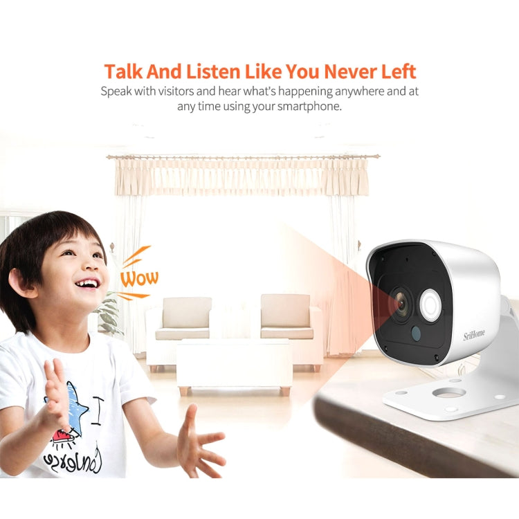 SriHome SH029 Telecamera AI HD da 3,0 milioni di pixel 1296P, supporta conversazione bidirezionale/rilevamento movimento/rilevamento umanoidi/visione notturna/scheda TF, presa AU, SH029