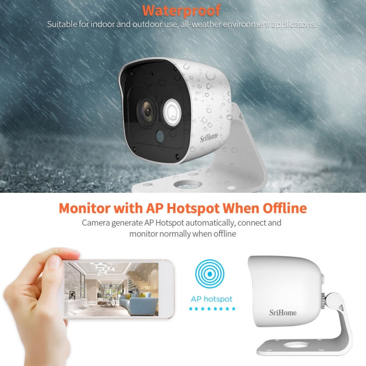 SriHome SH029 Telecamera AI HD da 3,0 milioni di pixel 1296P, supporta conversazione bidirezionale/rilevamento movimento/rilevamento umanoidi/visione notturna/scheda TF, presa AU, SH029
