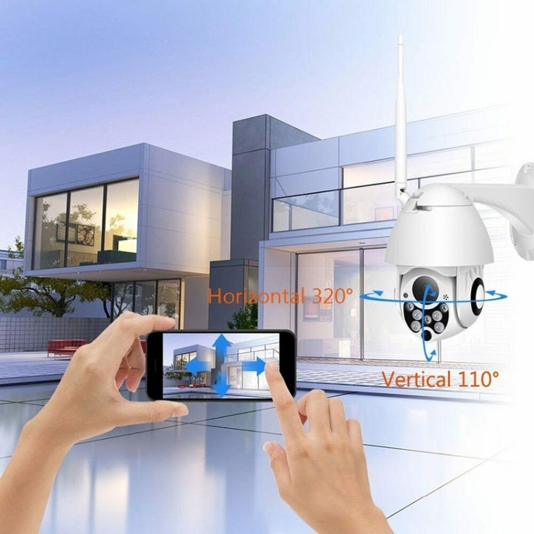 Telecamera di sorveglianza wireless HD PTZ Sicurezza domestica Telecamera dome di rete impermeabile IP66 esterna, supporto visione notturna e rilevamento del movimento e scheda TF, presa americana, 2.0 MP