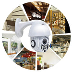 Telecamera di sorveglianza wireless HD PTZ Sicurezza domestica Telecamera dome di rete impermeabile IP66 esterna, supporto visione notturna e rilevamento del movimento e scheda TF, presa americana, 2.0 MP