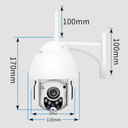 Telecamera di sorveglianza wireless HD PTZ Sicurezza domestica Telecamera dome di rete impermeabile IP66 esterna, supporto visione notturna e rilevamento del movimento e scheda TF, presa americana, 2.0 MP