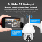 Telecamera di sorveglianza wireless HD PTZ Sicurezza domestica Telecamera dome di rete impermeabile IP66 esterna, supporto visione notturna e rilevamento del movimento e scheda TF, presa americana, 2.0 MP