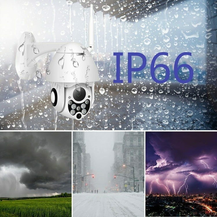 Telecamera di sorveglianza wireless HD PTZ Sicurezza domestica Telecamera dome di rete impermeabile IP66 esterna, supporto visione notturna e rilevamento del movimento e scheda TF, presa americana, 2.0 MP