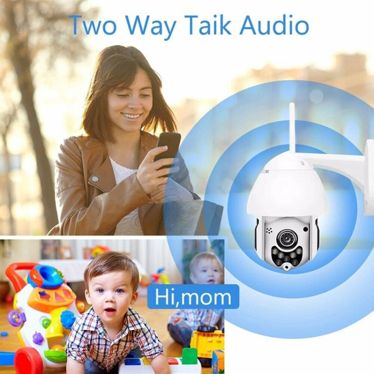 Telecamera di sorveglianza wireless HD PTZ Sicurezza domestica Telecamera dome di rete impermeabile IP66 esterna, supporto visione notturna e rilevamento del movimento e scheda TF, presa americana, 2.0 MP