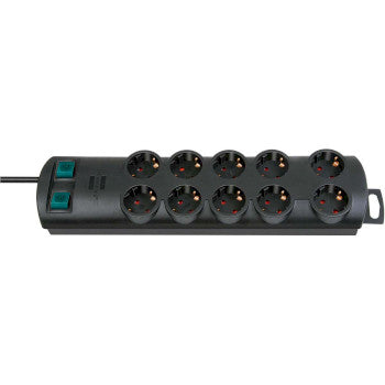 Extension Socket Primera-Line 10-Way 2.00 m Black - Protective Contact TYPE E