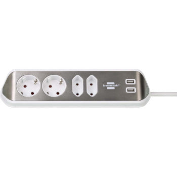 estilo Corner Extension Lead 4-way - White TYPE F