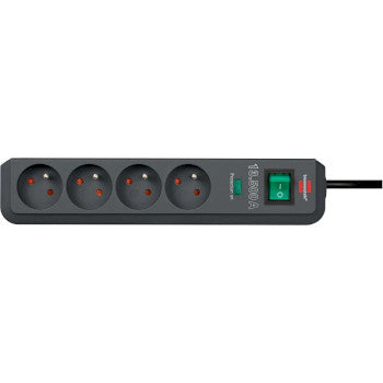 Eco-Line power strip 13.500A with 4-way surge protector anthracite 1.5m H05VV-F 3G1.5 TYPE E