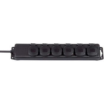 Extension Socket 6-Way 2.00 m Black - Protective Contact TYPE F