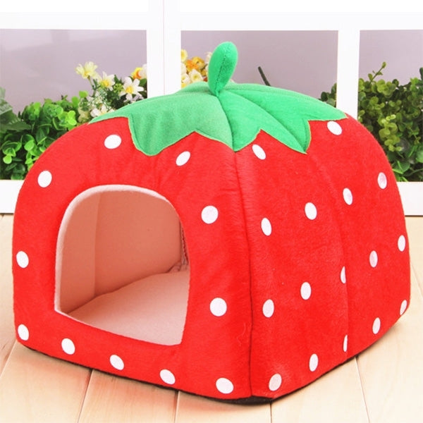 Nido per animali domestici in peluche a forma di fragola L