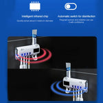 Portaspazzolino da bagno con sterilizzatore UV e dispenser dentif