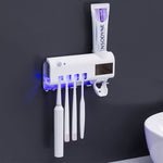 Portaspazzolino da bagno con sterilizzatore UV e dispenser dentif