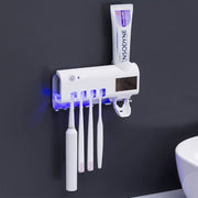 Portaspazzolino da bagno con sterilizzatore UV e dispenser dentif