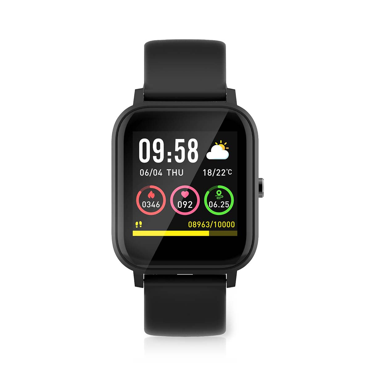 SmartWatch con schermo LCD da 1.4" visualizzazione notifiche e rilevamento frequenza cardiaca IP68 5412810335916 BTSW002BK ND9536