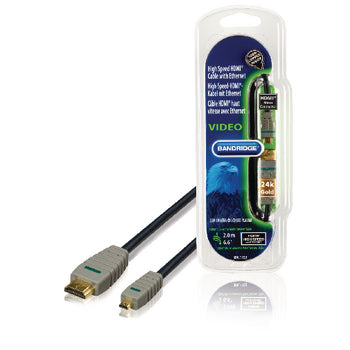 High Speed ​​HDMI Cable with Ethernet HDMI Connector - HDMI Micro Male 2.00 m Blue