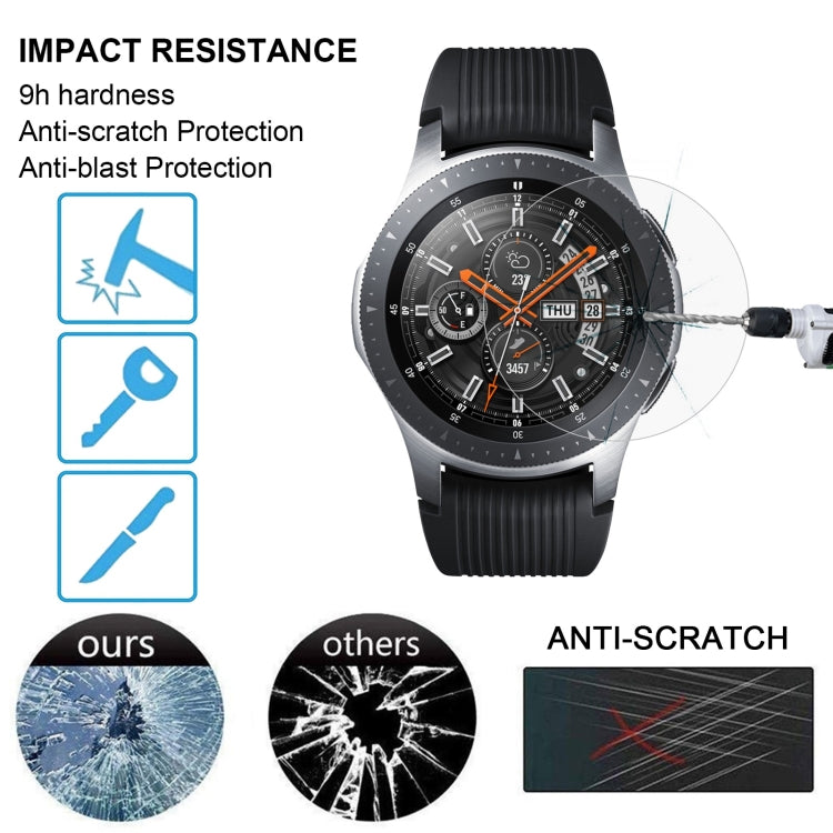 ENKAY Hat-Prince 0.2mm 9H 2.15D Pellicola in vetro temperato con bordo curvo per Galaxy Watch 46mm, Tempered Glass/46mm, 2 PCS Tempered Glass/46mm
