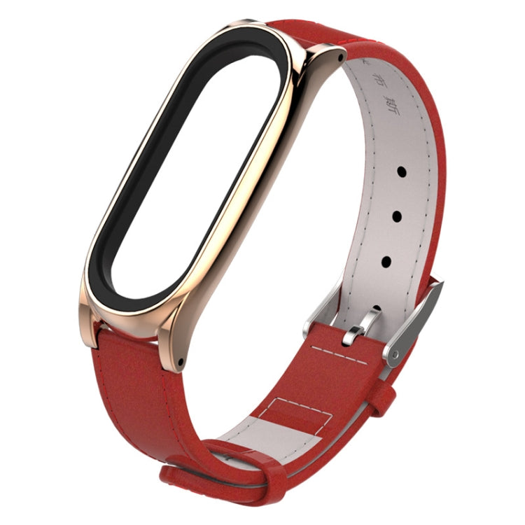 Mijobs Custodia magnetica senza viti Cinturino in pelle pieno fiore per Xiaomi Mi Band 3 e 4 e 5 e 6, Host non incluso