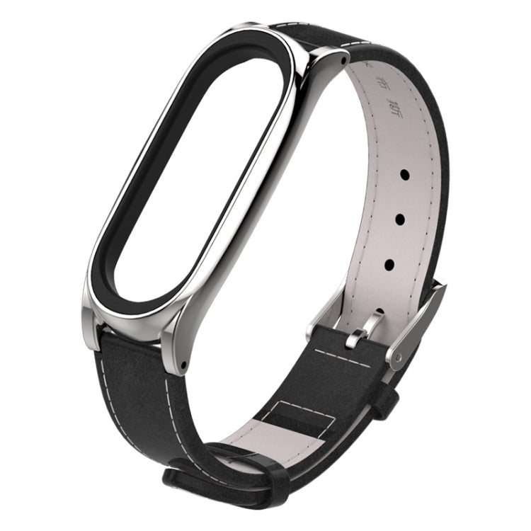 Mijobs Custodia magnetica senza viti Cinturino in pelle pieno fiore per Xiaomi Mi Band 3 e 4 e 5 e 6, Host non incluso